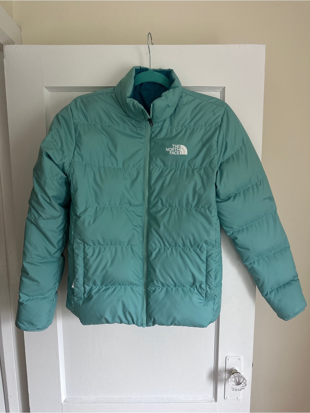 The North Face Reversible Teal Puffer Jacket – Youth XL / Women’s Small